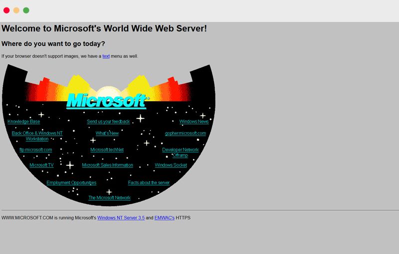 Microsoft erste Website